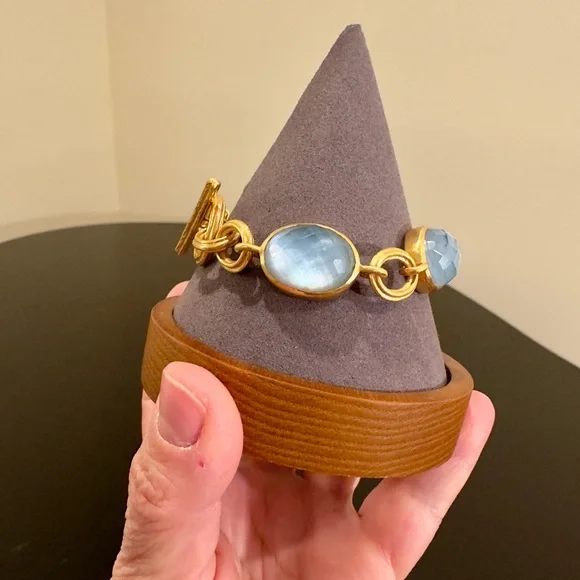 Julie Vos NWT authentic luxury minimalist Iridescent Chalcedony Blue Bracelet - Picture 12 of 17